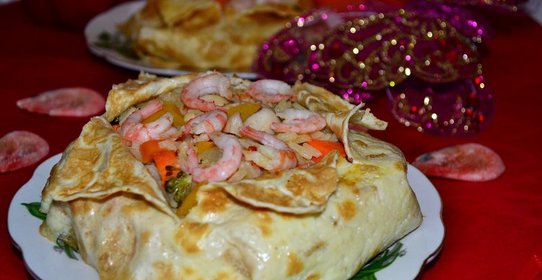 рис с овощами и морепродуктами