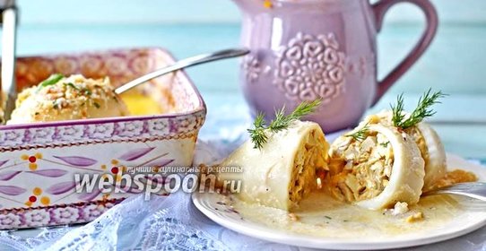 Фаршированные кальмары с грибами и сыром