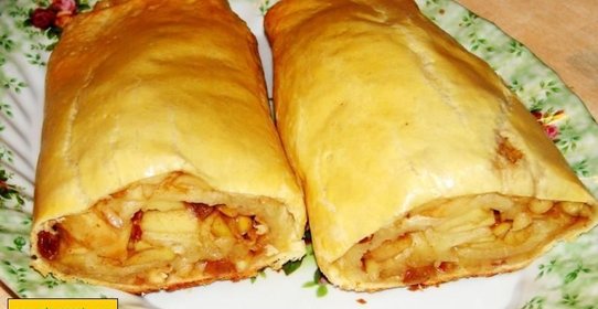 Яблочный рулет тонкий