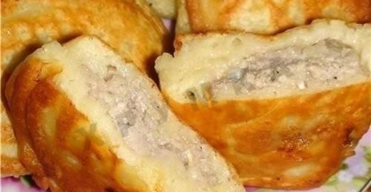 Быстрые ленивые беляши на кефире с фаршем