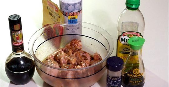 Куриные крылышки в маринаде из бальзамического уксуса, соевого соуса и кайенского перца