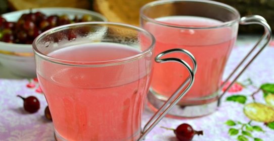 Кисель из розового крыжовника