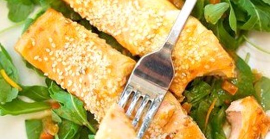 Лосось в апельсиновом джеме