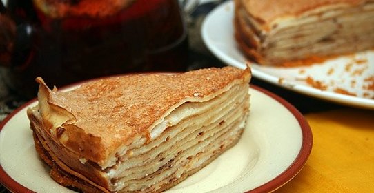 Блинчатый торт с грибами