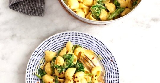 Паста с сливочным сыром и шпинатом