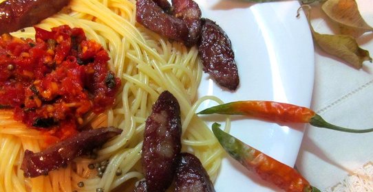 Спагетти с колбасками