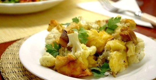 Цветная капуста с пивом и сухариками