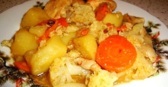 Курица с цветной капустой в мультиварке