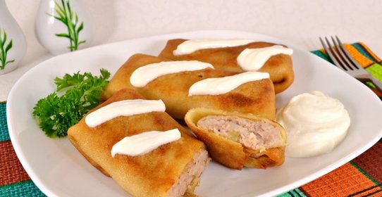 Блинчики с мясом и рисом