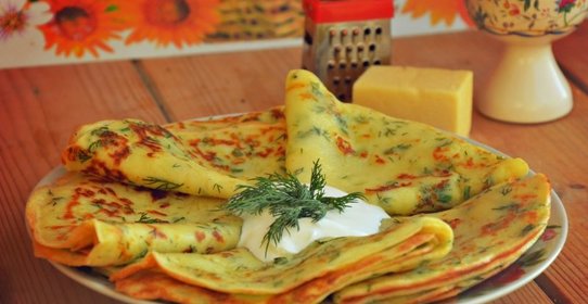 Блинчики с сыром и зеленью