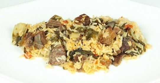 Говядина, тушеная с рисом и овощами