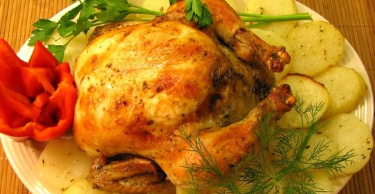 Румяная курица в мультиварке