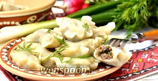Вареники с куриными сердечками и укропом