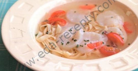 Суп из морских гребешков и тальолини по-неаполитански с гренками