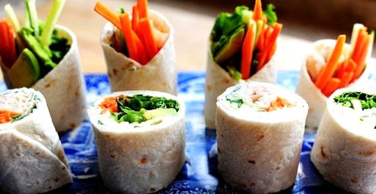 Овощные роллы из лепешек тортильяс