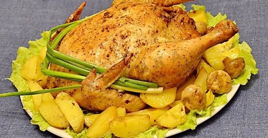 Курица фаршированная грибами