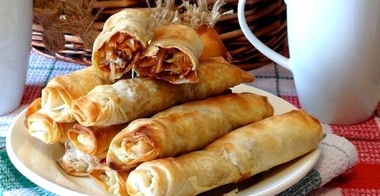 Пирожки из теста фило с капустой