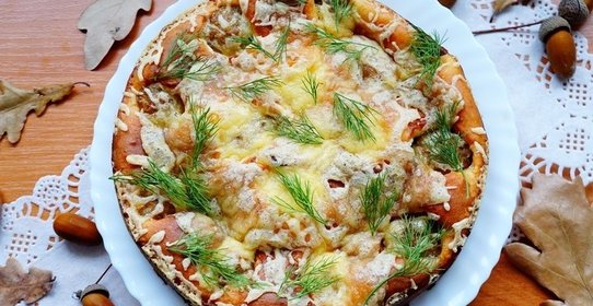 Пирог с фрикадельками под сырной корочкой