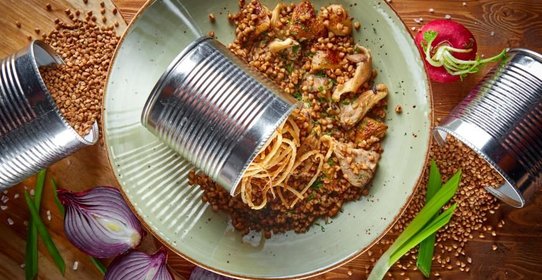 Гречневая каша с вешенками и белыми грибами