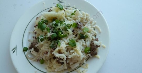 Макароны с цветной капустой и фаршем