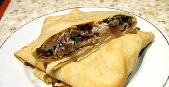 Блинчики с курицей и грибами