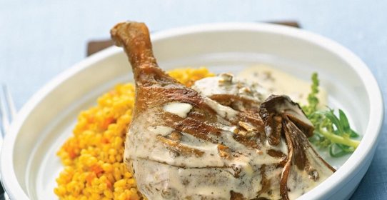 Утка по-краковски с грибами
