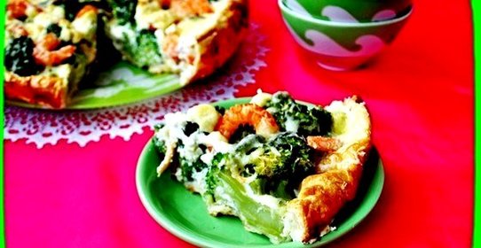 Торт с брокколи и креветками