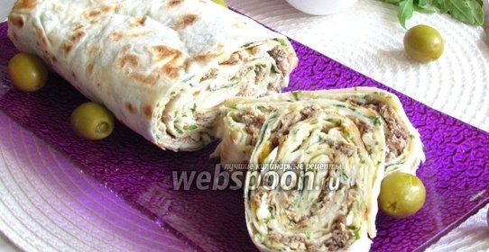 Рулет из лаваша с рыбой