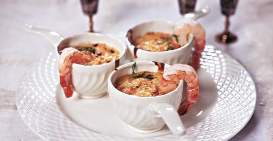 Жюльен из креветок с белым вином