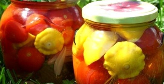 Патиссоны, маринованные с помидорами