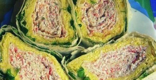 Крабовый рулет из лаваша Светофор