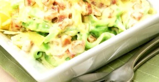 Паста с утиной ножкой, савойской капустой и белым вином