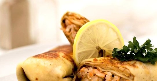 Блины с фаршем и рисом