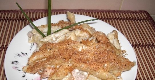 Макароны со свининой в духовке