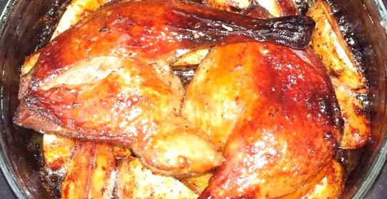 Утка в глазури с печеным картофелем