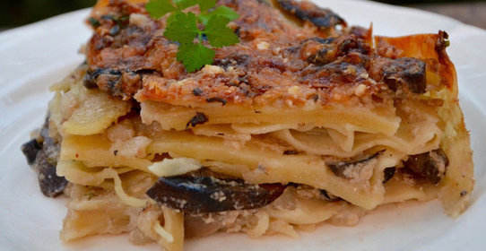 Лазанья с белыми грибами