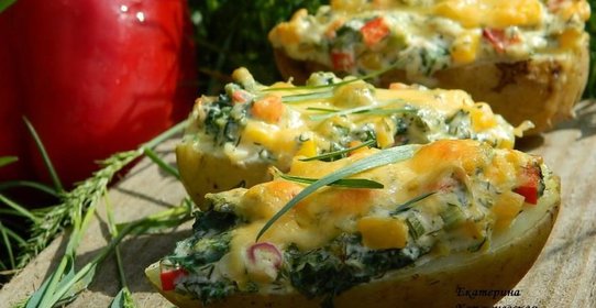 Картофель с зеленью и творожным сыром