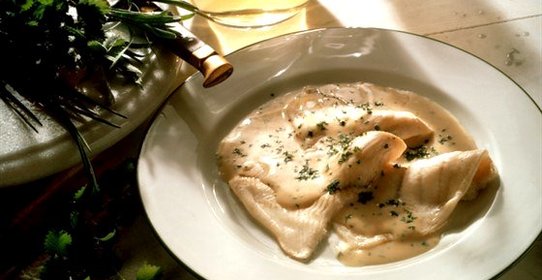 Филе морского языка с соусом бешамель а‑ля гратен