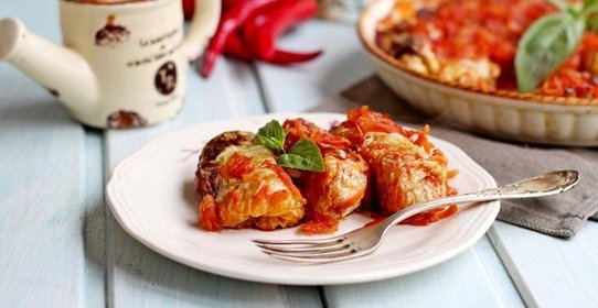 Постные голубцы с рисом и грибами