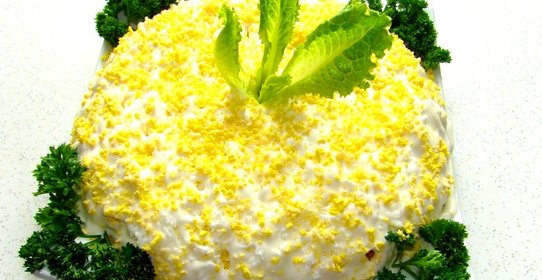 Салат Мимоза с огурцом