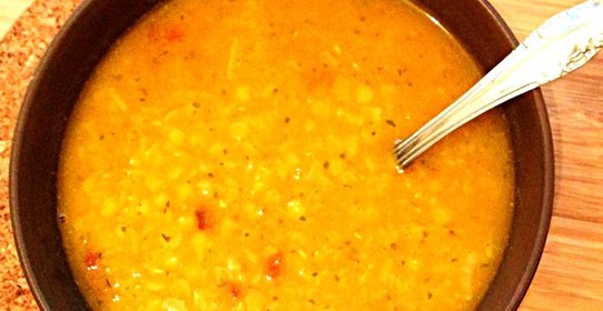 Крем-суп из красной чечевицы с тыквой