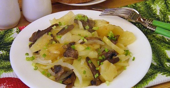 Картошка с шампиньонами на сковороде