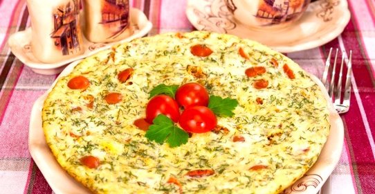 Омлет с помидорами и картофелем