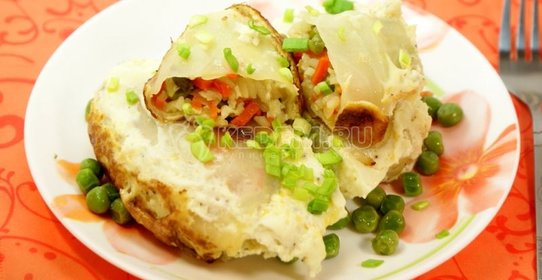 Капустные рулетики «в омлете»