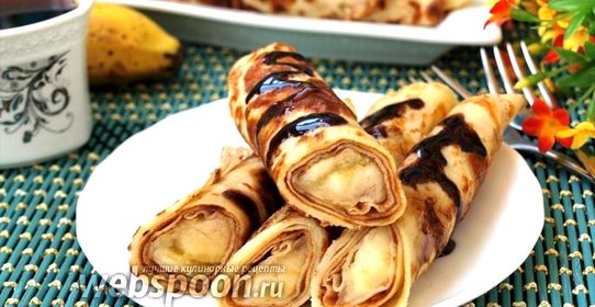 Тонкие блинчики фаршированные бананами