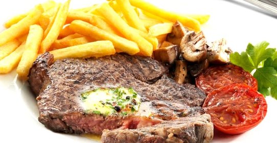 Ромштекс с картофелем во фритюре