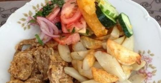 Говядина, тушеная в сливках