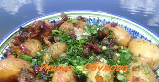 Картофель с грибами на мангале