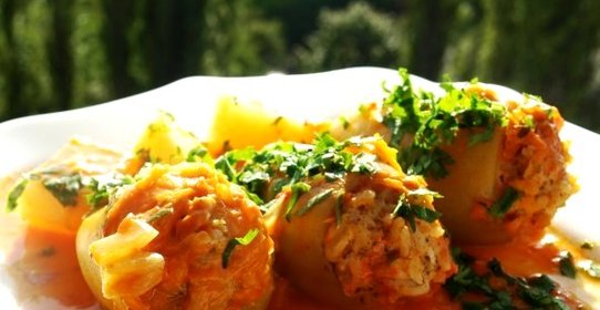 Фаршированный перец с картошкой