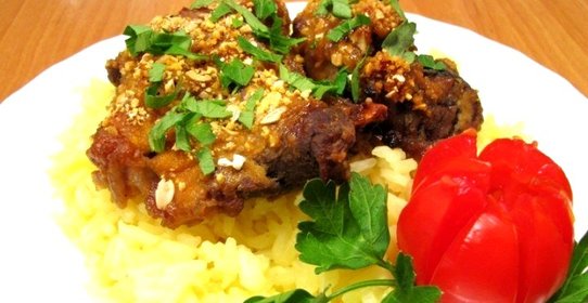 Баранина наршараб, запеченная в рукаве